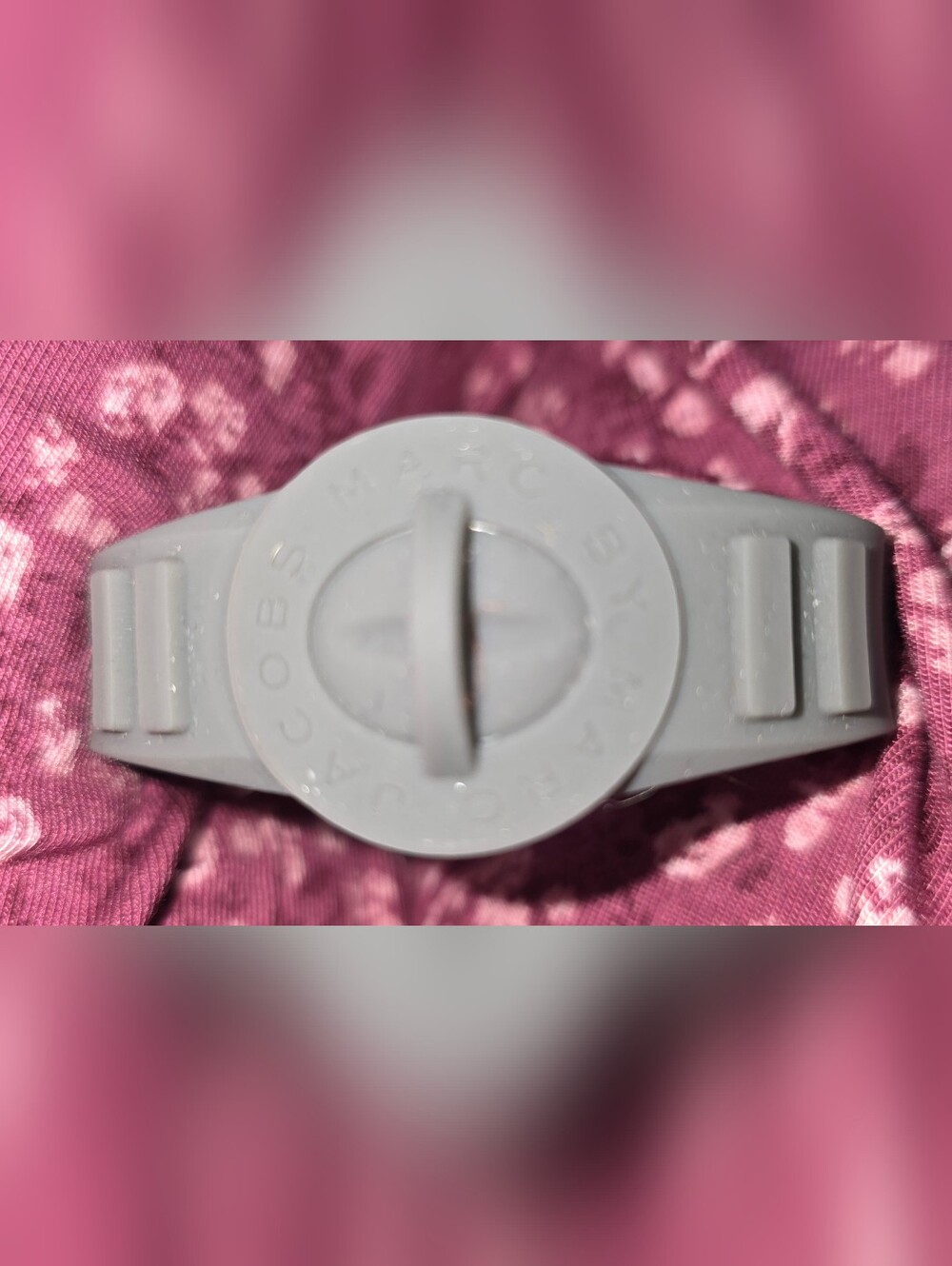 Gray Marc By Marc Jacobs Round Logo Disc Silicone Bracelet